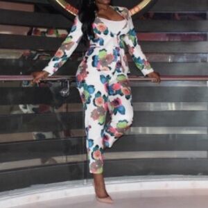 Floral Two-Piece Suit - Multicolor